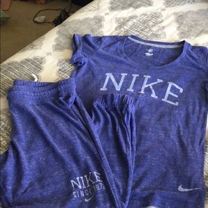 Nike T-shirt and sweatpants